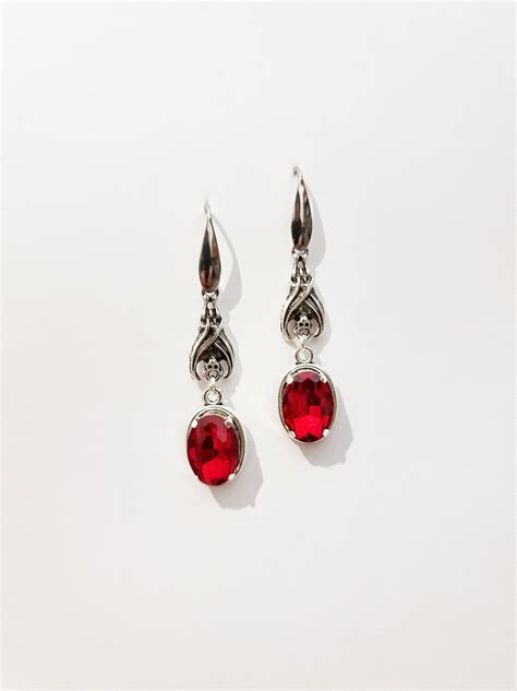 Vampire Goth Earrings, Bat Earrings, Red Crystal Earrings, Gothic ...