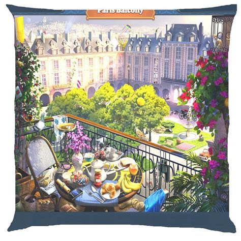 Paris hotel resort balcony flower garden terrace city scenery cushion ...