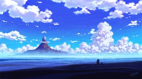 Anime Scenery Wallpaper 4K Phone Mountain and clouds digital wallpaper ...