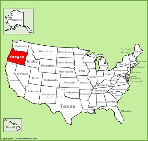 Oregon location on the U.S. Map - Ontheworldmap.com