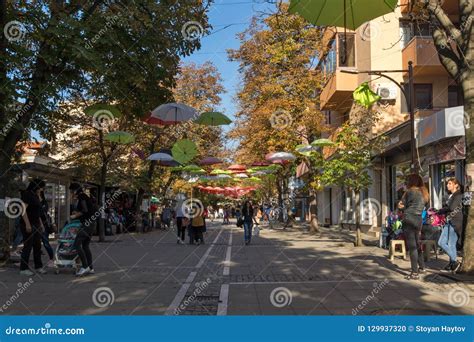 The Center and Pedestrian Street Covered with Umbrellas in Town of ...