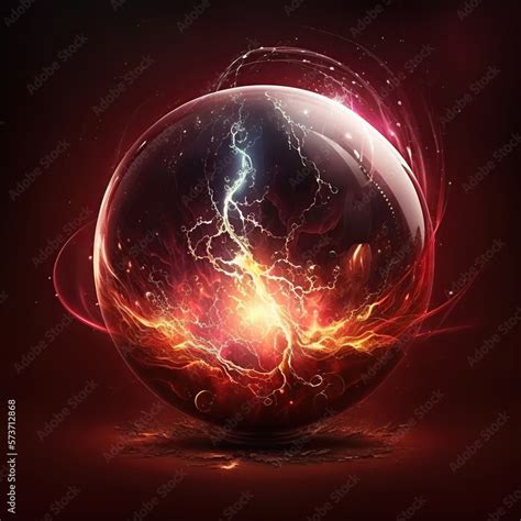 Magic sphere, energy ball with mystic glow, lightning and sparks ...