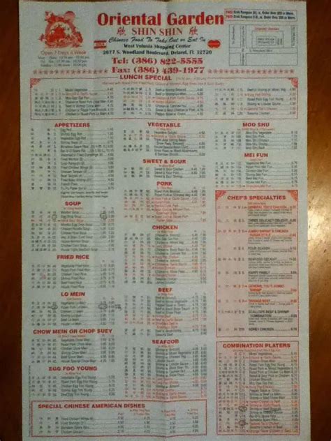 Oriental Garden Chinese Restaurant Menu - Urbanspoon/Zomato