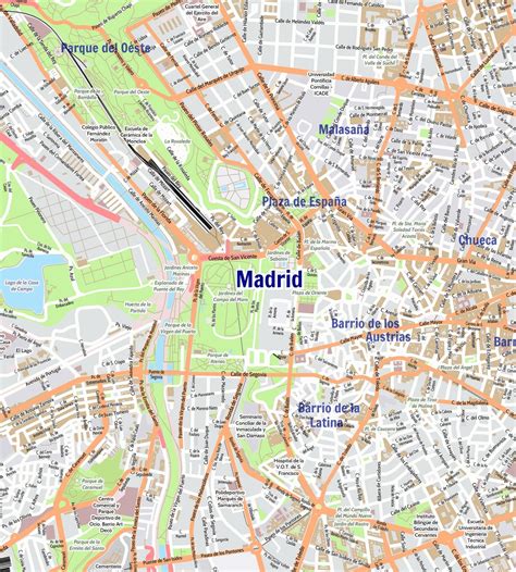 Wall Maps - Madrid City Map - Laminated Wall Map