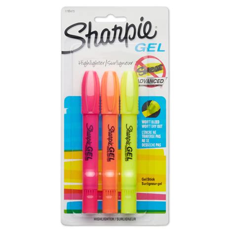 Sharpie Gel Highlighters, Assorted Bright Colors, 3 Count - Walmart.com ...