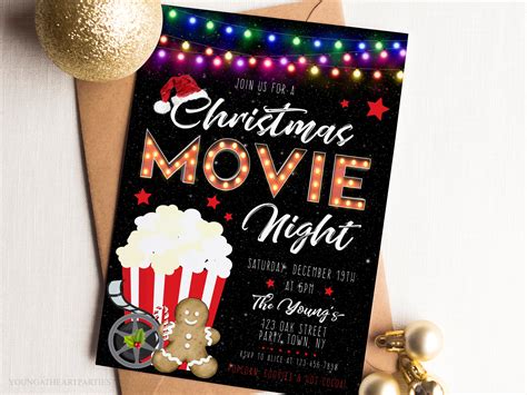 Christmas Movie Night Invitation Family Christmas Party - Etsy