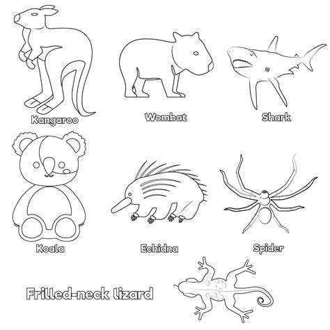 Set Of Australian Animals Coloring Pages,Worksheets For, 58% OFF