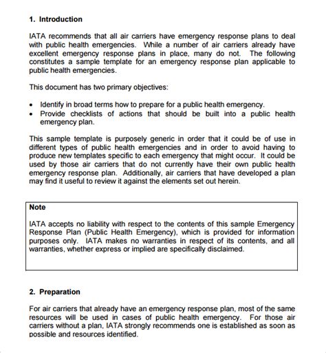 Emergency Response Plan Template