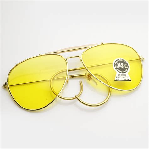 True Vintage Aviator Sunglasses Yellow Driving Lens - zeroUV