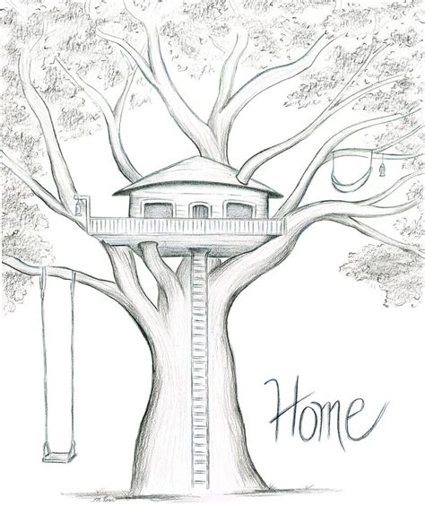 Home is Where the Tree House Is | Etsy | Pencil drawing images, Art ...