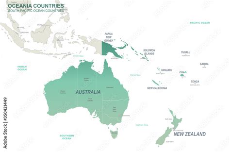 Australia map. map of oceania countries. pacific islands vector map ...