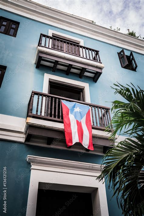 Puerto Rico Flag in Old San Juan Stock Photo | Adobe Stock