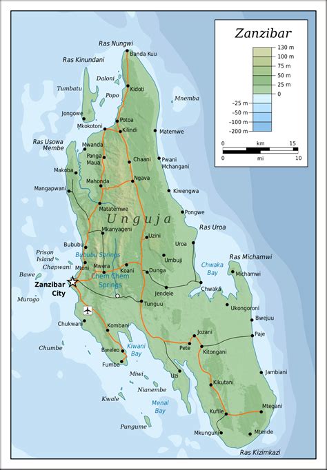 Zanzibar Island Africa Map