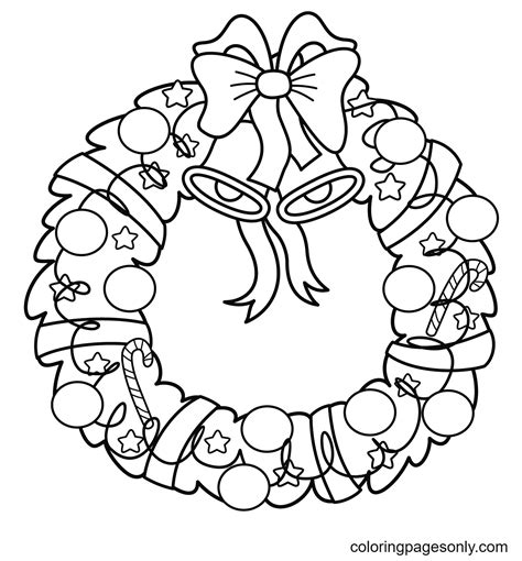 Christmas Wreath Coloring Pages Printable for Free Download