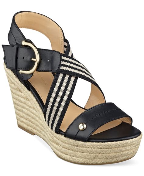 Lyst - Tommy hilfiger Women's Ignacia Platform Wedge Sandals in Black