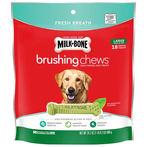 Milk-Bone Brushing Chews Daily Dental Dog Treats, Fresh Breath, Large ...