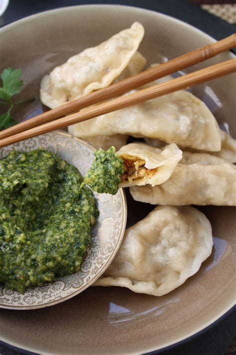 Tibetan Vegetable Momos with Coriander and Cashew Nut Pesto | Food ...