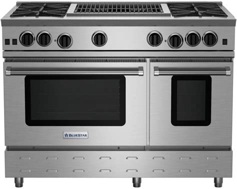 BlueStar RNB484CBV2NG 48 Inch Gas Range with 24 Inch Charbroil Grill, 4 ...