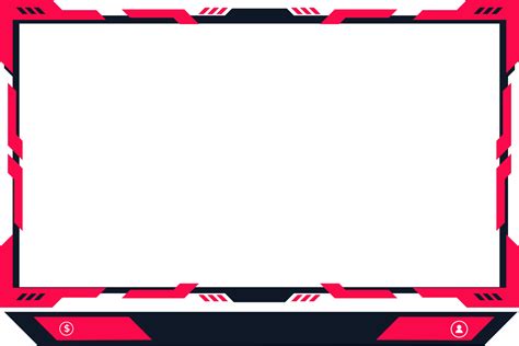 Gaming screen panel design with red borders on a transparent background ...