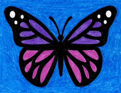 Purple butterfly drawing - easyshery