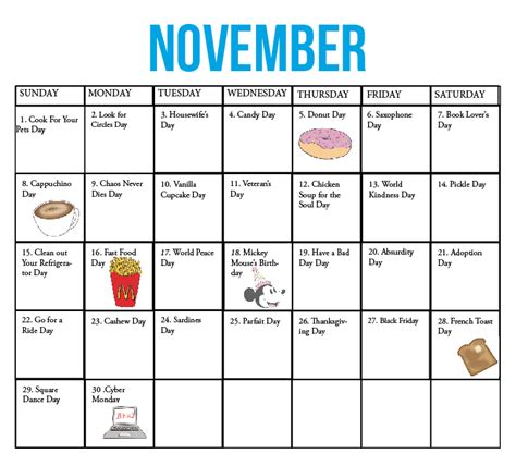 The Kirkwood Call | Fun national holiday calendar: November