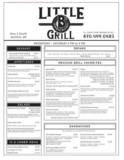 Online Menu of Little Bs Grill Restaurant, Norfork, Arkansas, 72658 - Zmenu