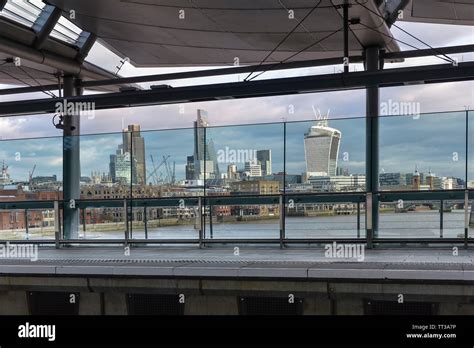 Beautiful view of the City of London skyline from a platform at London ...