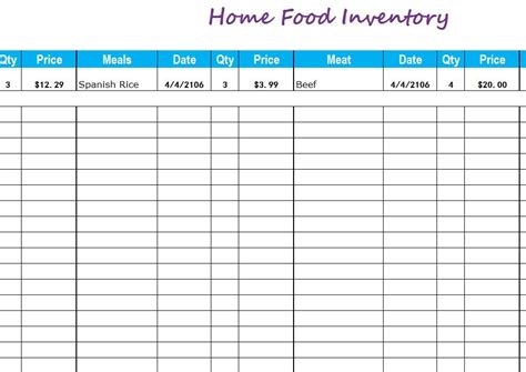 Food Inventory Spreadsheet ~ Excel Templates