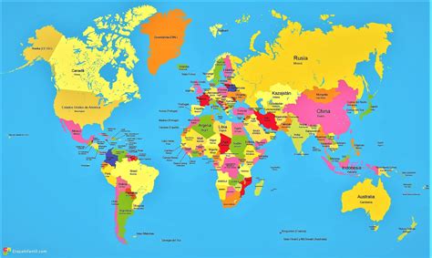 Resultado de imagen para mapa de todo el mundo ingles | World map, Map ...