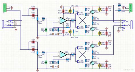 A simple circuit diagram for an operational amplifier buffer