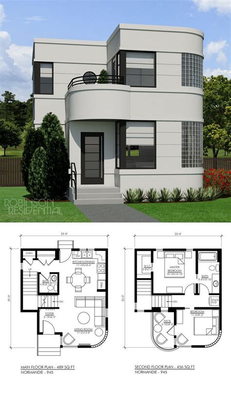 The Contemporary Normandie-945 2-storey small home plan is designed in ...