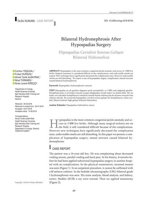 (PDF) Bilateral Hydronephrosis After Hypospadias Surgery