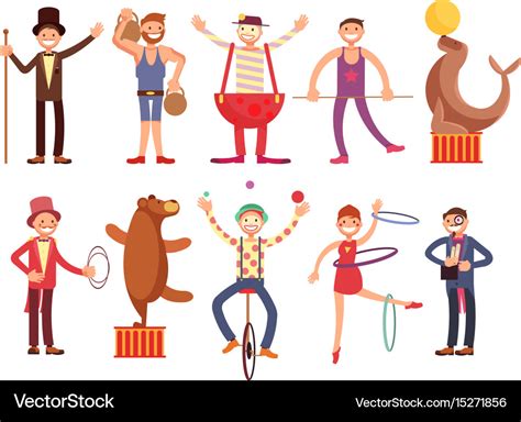 Circus artists cartoon characters set Royalty Free Vector