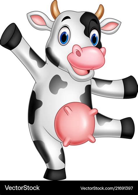 Cartoon happy cow Royalty Free Vector Image - VectorStock