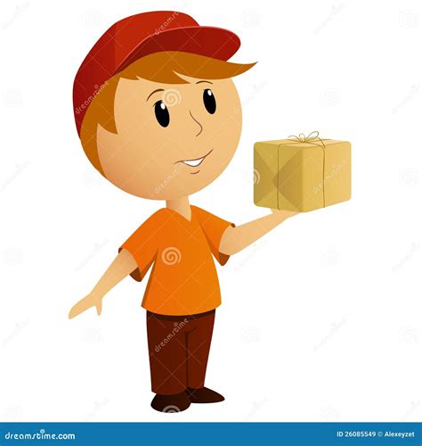 Cartoon Delivery Boy With Package Stock Vector - Illustration of ...