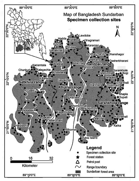 Map of the Sundarban Mangrove Forest of Bangladesh (SMFB) showing ...