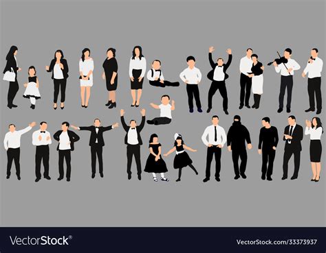 Silhouette black and white people on gray Vector Image