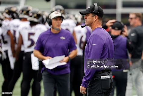 Baltimore Ravens head coach John Harbaugh during a game between the ...