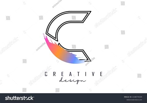 Outline Letter C Logo Rainbow Brush Stock Vector (Royalty Free ...