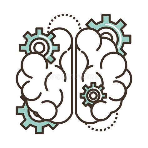 Brain with gears stock vector. Illustration of isolated - 228414470