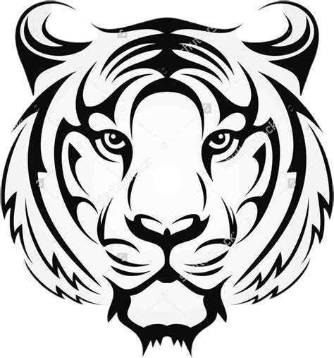 Tiger Sticker - Tiger Face Drawing (1024x1097) in 2020 | Tribal tiger ...