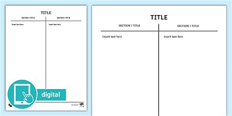 Editable T Chart Template | ELA | Twinkl USA - Twinkl