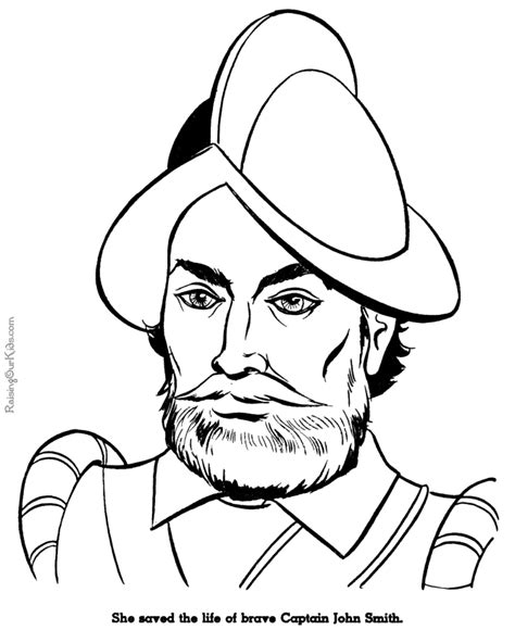 Captain John Smith coloring page and picture. Early explorers, the ...