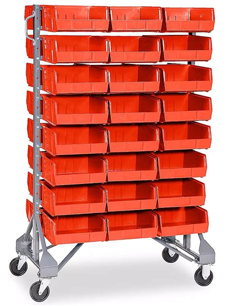 Standard Mobile Stackable Bin Organizer - 11 x 11 x 5" Red Bins H-1490R ...