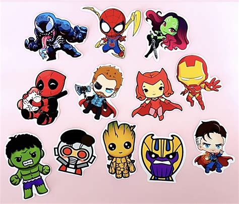 Marvel Avengers Chibi Cute Stickers Iron Man Hulk Thor Spiderman Doctor ...