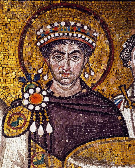 Byzantine Emperor Justinian I clad in Tyrian purple, contemporary 6th ...