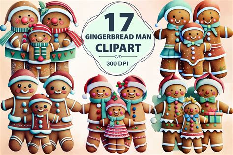 Gingerbread Man Clipart Christmas Graphic by CreationArt · Creative Fabrica