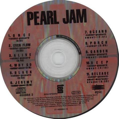 Pearl Jam Ten UK CD album (CDLP) (221442)