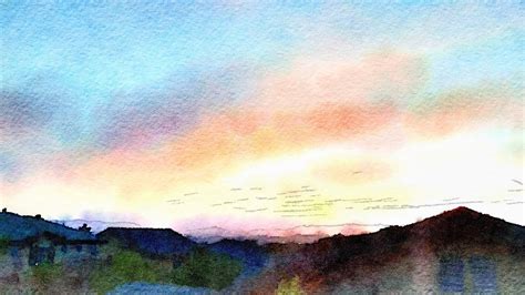 A Watercolor Sunset - YouTube