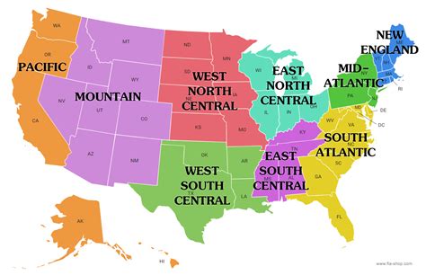 Usa Map And Regions - Gillie Donnamarie